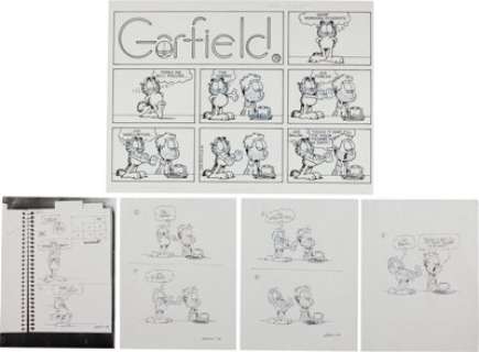 Jim Davis Garfield Sunday Comic Strip Original Art dated 8-18-2002 (PAWS/United Feature Syndicate, 2002). Touch - | Heritage