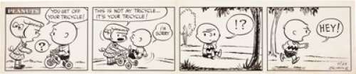 Charles Schulz Peanuts Daily Comic Strip Original Art dated 9-28-51 (United Feature Syndicate, 1951). Patty pulls - | Heritage
