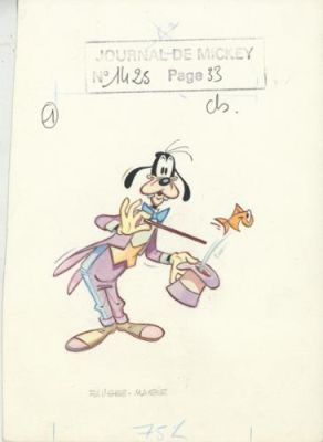 Claude Marin | Illustration de Dingo, Fausse-Magie, Journal de Mickey numéro 1425 | Galerie 9ème Art
