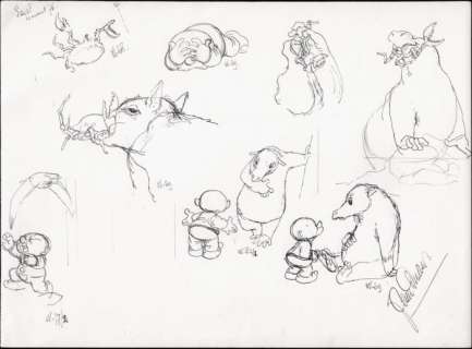 Dulieu, Jean - Paulus de Boskabouter | Dulieu, Jean - Paulus de Boskabouter - Grote originele schetspagina - Het Bretonse Beest / Het Beest van Ploumanac - (1976/1982) | Catawiki