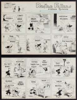 Gene Byrnes Reg‘lar Fellers Sunday Comic Strip Original Art dated 6-15-30 (N.Y. Tribune, 1930). One thin dime -