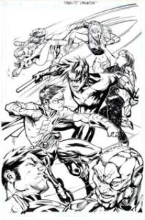 Ale Garza and Richard Friend Titans/Young Justice: Graduation Day Trade Paperback Cover Original Art (DC, 2003). -