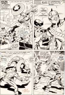 Jack Kirby and Dan Adkins Captain America#105 Page 9 Original Art (Marvel, 1968). The Swordsman, Batroc, and the -