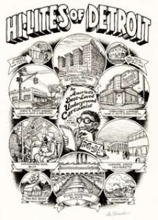 Robert Crumb Motor City Comics #1 "Hi-Lites of Detroit" Inside Back Cover Original Art (Rip Off Press, -
