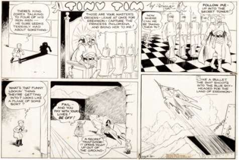 Stanley Link Tiny Tim Sunday Comic Strip Original Art dated 7-21-35 (Chicago Tribune/N. Y. Times -