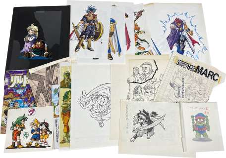 Junya Furusawa’s handwritten manuscript "STREET HERO MARC" 5 sheets, handwritten color illustration "Dragon’s Heaven III" 1 sheet, handwritten color illustration "The Legend of Zelda" 1 sheet, 1 cel, other printed matter summary | Mandarake (Big Web)