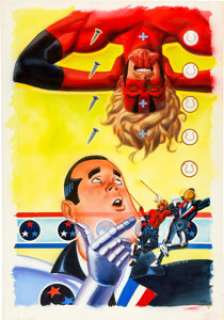 Steve Rude Crossroads #3 Cover Painting The Badger and Luther Ironheart Original Art (First, 1988). Badger -