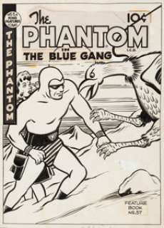 Joe Musial Feature Book #57 The Phantom Cover Original Art (David McKay, 1948). Cover art for the final -
