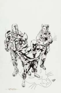 Sal Velluto and Bob Almond Black Panther #41 Cover Original Art (Marvel, 2002). T‘Challa is flanked by Iron -