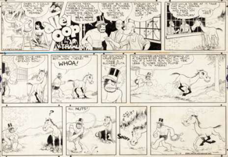 V. T. Hamlin Alley Oop Sunday Comic Strip Original Art dated 12-16-45 (NEA, 1945). Oop has to go to Moo to -