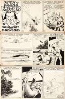 Clarence Gray Brick Bradford Sunday Comic Strip Original Art dated 4-16-44 (King Features Syndicate, 1944). -