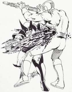 John Byrne Wolverine and Hellfire Club Guard Sketch Original Art (1989). Depicting a scene from X-Men #133 - | Heritage