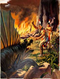 Mo Gollub Turok, Son of Stone #9 Cover Original Art (Dell, 1957). The earliest Turok cover we‘ve ever offered -