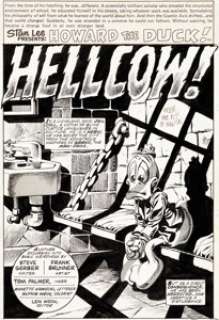 Frank Brunner and Tom Palmer Giant-Size  Man-Thing #5 Splash Page 1 Howard the Duck Original Art  (Marvel, 1975)....