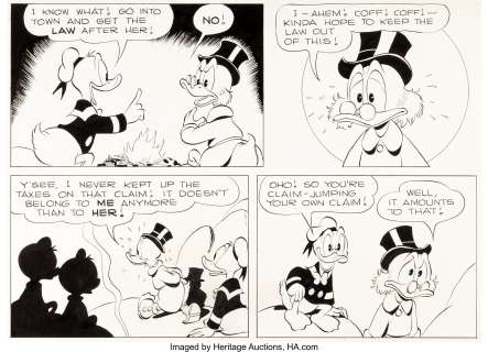 Carl Barks Four Color #456 Lower Half of Uncle Scrooge "Back to the Klondike" Story Page 20 -