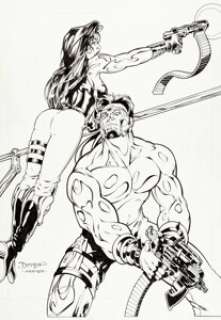 Terry Dodson and Mark Farmer 1995 WildStorm Wetworks Trading Card #107 Illustration Original Art (WildStorm, 1995)...