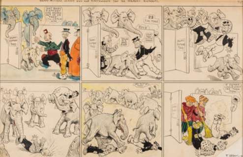 Frederick B. Opper - Happy Hooligan Partial Sunday Comic Strip Original Art (Star Co., c. mid-1920s).