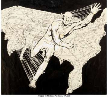 Neal Adams and Dick Giordano Super DC Calendar 1976 March/Flash Illustration Original Art (D... | Heritage