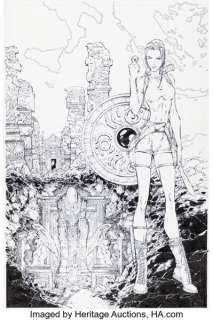 Michael Turner and Joe Weems Tomb Raider / Witchblade #1 Splash Page 8 Original Art (Top Cow, 1997)....