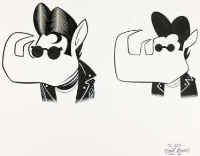 Daniel Clowes - Rhino Records Entertainment Logo Design Original Art (Circa 1990). Daniel Clowes Rhino Records Entertainment Logo Design Original Art (Circa 1990).