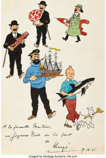 Hergé | Hergé (Georges Remi) Tintin Family Iconic Illustration Original Art (1955).... | Heritage