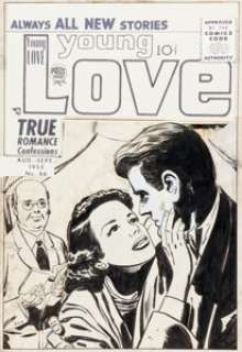 Joe Simon, Jack Kirby, and Bill Draut (attributed) - Young Love #66 Unused Cover Original Art (1955)....