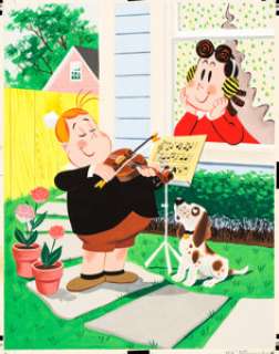 Mel Crawford (attributed) - Marge‘s Little Lulu Jigsaw Puzzle Box Original Art (Whitman Publ., 1960). ...