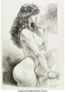 Serpieri, Paolo - Paolo Serpieri Druuna Pensierosa Illustration Original Art (1993)....