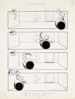 Benjamin Rabier | La désobéissance punie. Encre de Chine et crayon bleue | Coutau Bégarie