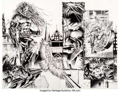 Finch, David - David Finch and Joe Weems Cyberforce #27 Double Page Spread 6-7 Original Art (Image, 1996)....