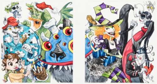 Thompson, Jill - Jill Thompson Scary Godmother: Spooktakular Stories (nn) Wraparound Cover Original Art (SIRIUS Entertainment, 2004...