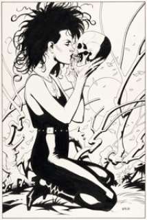 Nowlan, Kevin - Kevin Nowlan Death Gallery Pin-Up Original Art with Preliminary and Color Guide (Vertigo, 1994).... (Total: 3 Original Art)