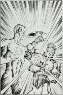 Jurgens, Dan - Dan Jurgens and Norm Rapmund Booster Gold #2 Cover Original Art (DC, 2008)....