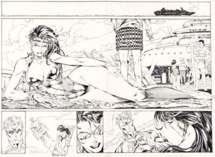 Lee, Jim | Jim Lee and Richard Bennett WildC.A.T.s: Covert Action Teams #8 Double Page Spread 12-13 Original Art (Image, 1994... | Heritage