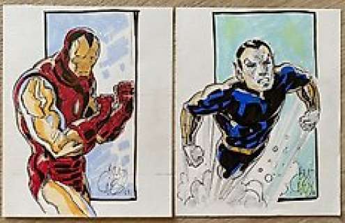 Briones, Philippe - Invincible Iron Man, Sub-Mariner - 2 x dessin original couleur par Philippe Briones - Page volante - Exemplaire unique - (2011)