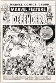 Sal Buscema, John Romita Sr., and Frank Giacoia - Marvel Feature #2 Defenders Cover Original Art (Marvel, 1972).