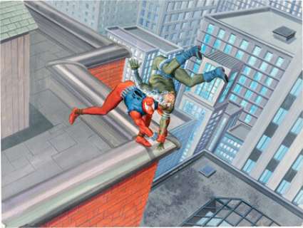 Gray Morrow - Spider-Man Premium ‘96 #46 Scarlet Spider vs. Looter Trading Card Illustration Original Art (Fleer/SkyBox, 1996). (Total: 2 Original Art)