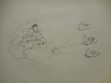 Vandersteen, Willy | Originele tekening in potlood voor een huwelijkskaart | Catawiki