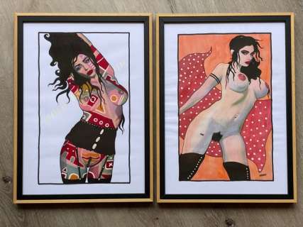 Maxemmed Roxana | Erotica - Maxemmed Roxana - 2x originele tekeningen "Contact" | Catawiki