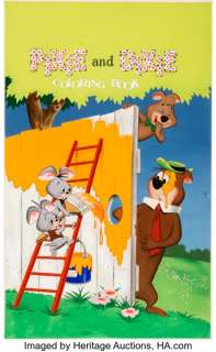 Frank McSavage Pixie and Dixie Coloring Book Cover Painting with Yogi Bear and Boo-Boo Original Art (Dell/Whitman Publishing, 1960). | Heritage