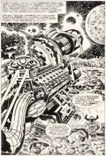Jack Kirby and Joe Sinnott The Silver Surfer Graphic Novel Galactus Splash Page 53 Original Art (Marvel/Simon and Schuster, 1978).