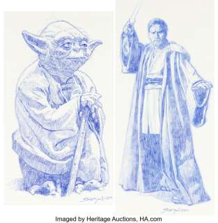 Sanjulián (Manuel Pérez Clemente) - Obi-Wan Kenobi and Yoda Illustrations Original Art Group of 2 (undated). (Total: 2 Original Art)