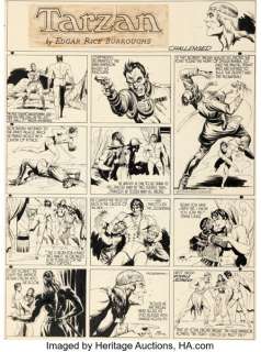 Burne Hogarth Tarzan #580 Sunday Comic Strip Original Art dated 4-19-42 (United Feature Syndicate, 1942).
