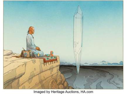 Jean Giraud (Moebius) Cristal Saga Illustration Original Art (Aedena, 1986).