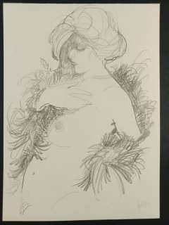 Leone Frollo | Leone Frollo - Illustrazione "Nuda in Pelliccia" - Page volante | Catawiki