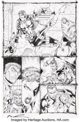 Rob Liefeld and Lary Stucker Cable #71 Domino and Warpath Story Page 14 Original Art (Marvel, 1999).