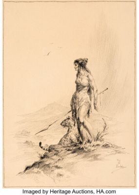 Roy Krenkel "Dian of Pellucidar" Illustration Preliminary Original Art (c. 1962).