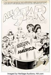 Jerry Ordway All-Star Squadron Annual #2 Justice Society of America Pin-Up Original Art (DC, 1983).
