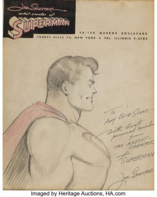 Joe Shuster - Superman Illustration Original Art (undated). | Heritage