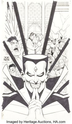 Ty Templeton X-Men "Till Death Do Us Part" Part 1 VHS Cover Original Art (Marvel/Saban, 1994).